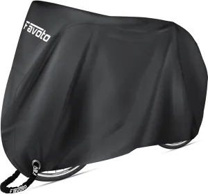 Favoto Bike Cover Waterproof Outdoor Storage for 1 or 2 Bikes Bicycle Cover Heavy Duty Rain Sun UV Dust Wind Proof with Storage Bag Bike Tarp for EBike Mountain Road City Bike, Black