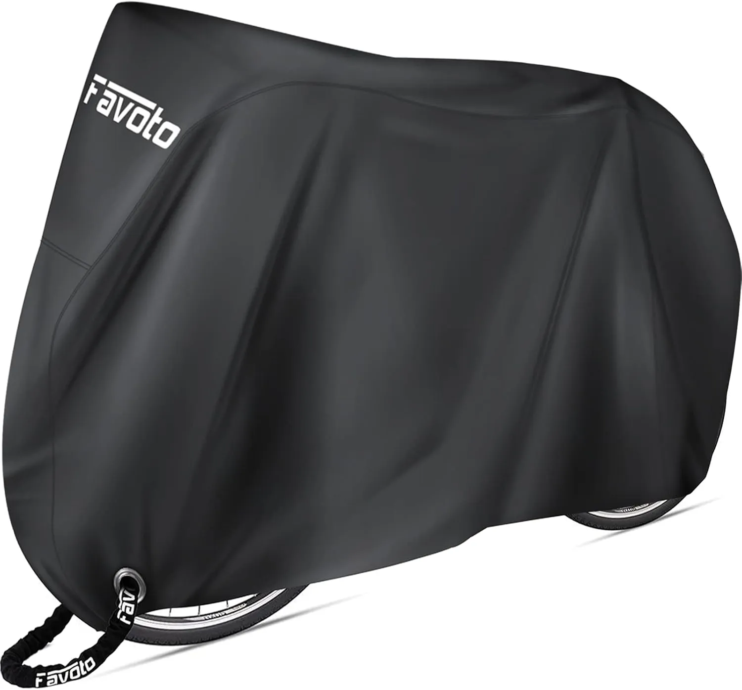 Favoto Bike Cover Waterproof Outdoor Storage for 1 or 2 Bikes Bicycle Cover Heavy Duty Rain Sun UV Dust Wind Proof with Storage Bag Bike Tarp for EBike Mountain Road City Bike, Black
