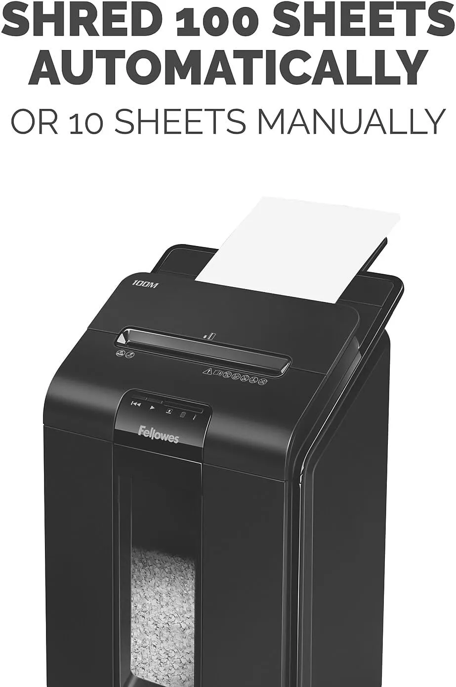 Fellowes AutoMax Micro-Cut 100M Commercial Office Auto Feed 2-in-1 Paper Shredder with 100-Sheet Capacity