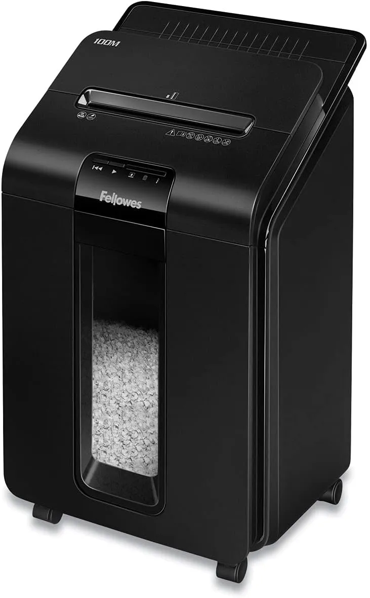 Fellowes AutoMax Micro-Cut 100M Commercial Office Auto Feed 2-in-1 Paper Shredder with 100-Sheet Capacity