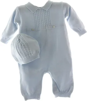 Feltman Brothers Boys Blue Knit Long Sleeve Coverall with Hat