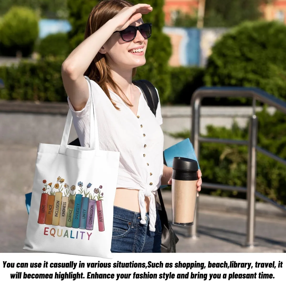 Feminist Pride Tote Bag - Equality Reusable Grocery Bags, Witchy Gifts for Women, Weekender Bag