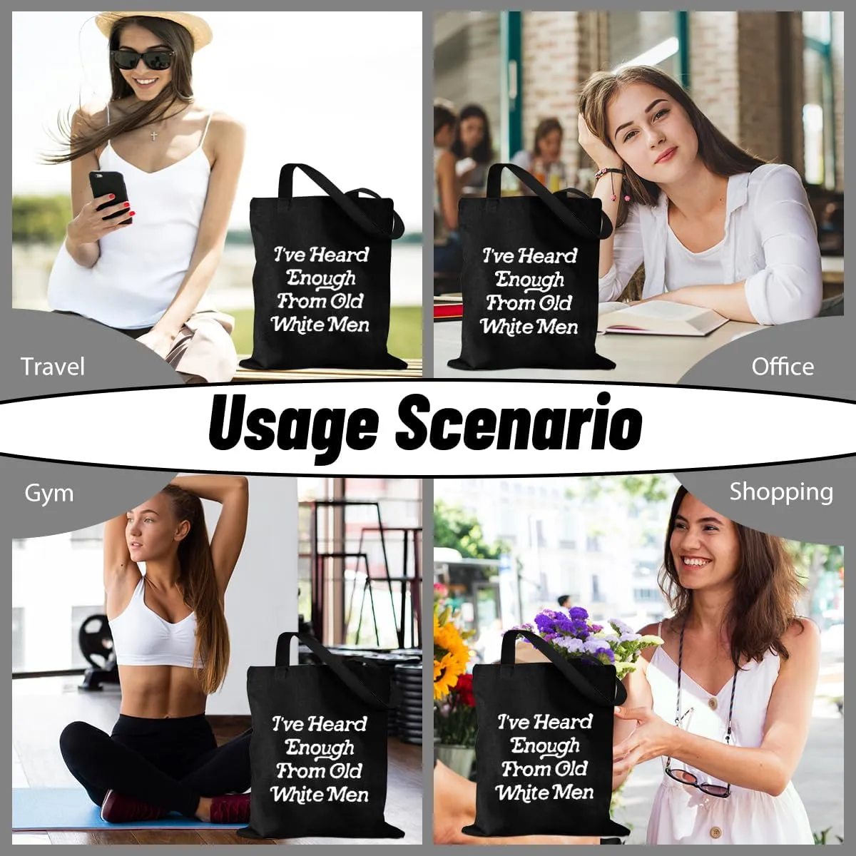 Feminist Pride Tote Bag - Equality Reusable Grocery Bags, Witchy Gifts for Women, Weekender Bag