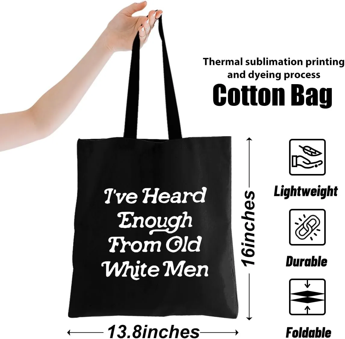 Feminist Pride Tote Bag - Equality Reusable Grocery Bags, Witchy Gifts for Women, Weekender Bag