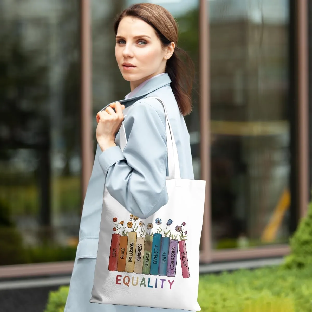 Feminist Pride Tote Bag - Equality Reusable Grocery Bags, Witchy Gifts for Women, Weekender Bag
