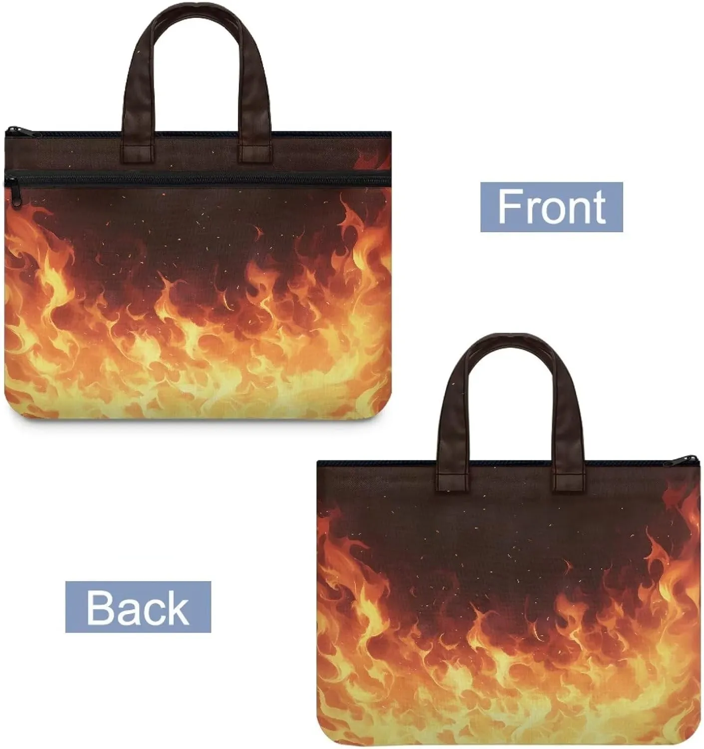 Fire Canvas File Bag A4 Foldable with Handle File Zipper Document Bag Folder Briefcase Suitable for Project Meeting Office Travel Multipurpose Folder