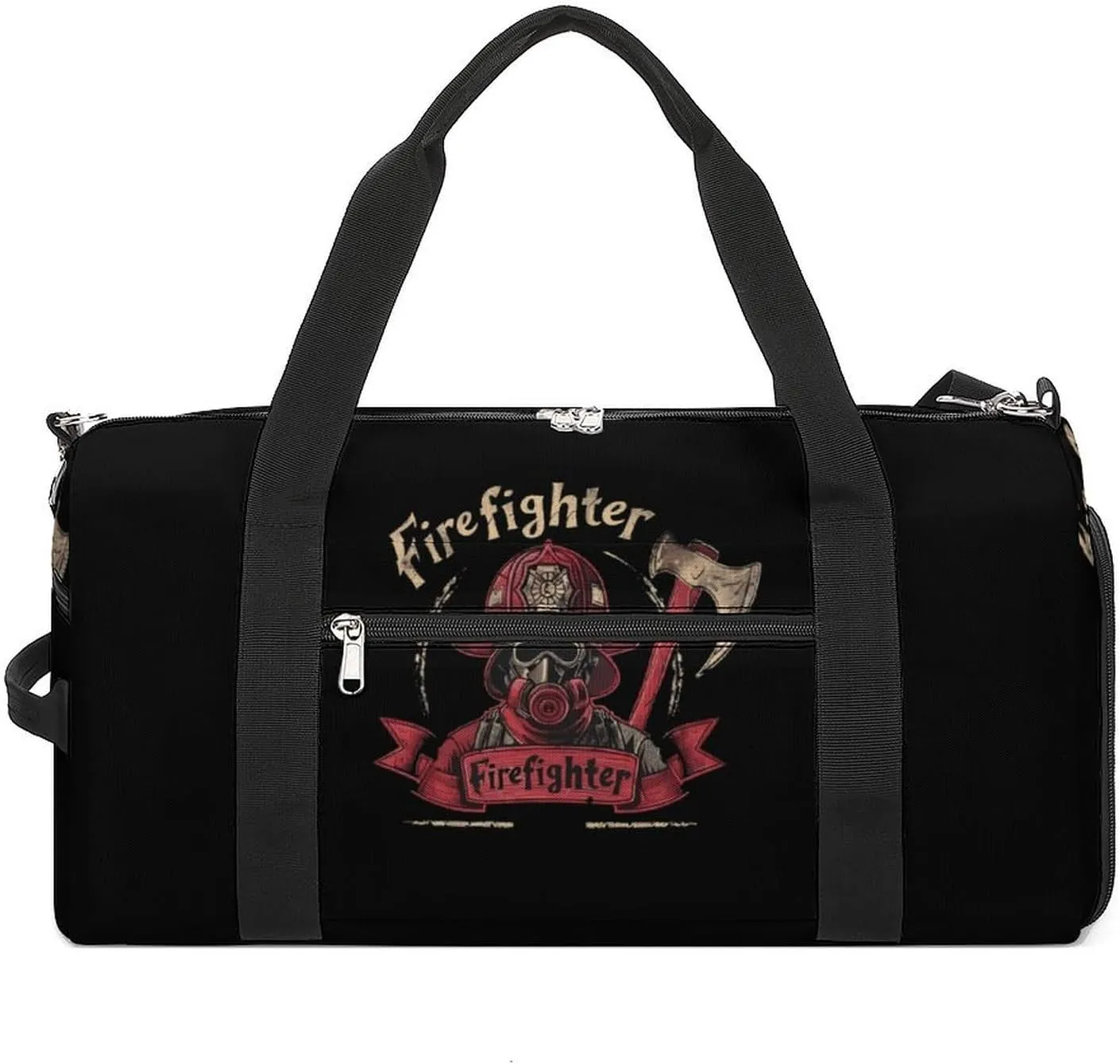 Firefighter Saver Gym Sport Bag Travel Duffel Bags Tote with Shoe Compartment Water Resistant Pouch Unisex