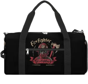 Firefighter Saver Gym Sport Bag Travel Duffel Bags Tote with Shoe Compartment Water Resistant Pouch Unisex