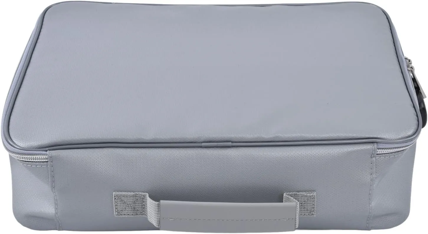 Fireproof Bag, Fireproof Document Bag Large Capacity Fireproof Document Bag Fireproof Money Bag with Lock for Laptops, Legal Documents, Certificates, Certificates (Black) (Silver)