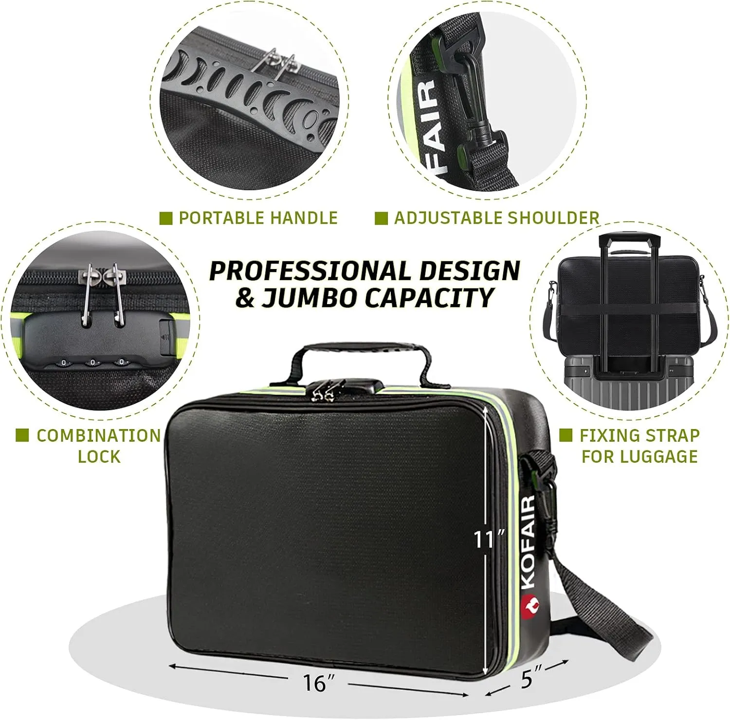 Fireproof Document Bag (16 x 11 x 5 inch) with Lock & Reflective Strip, Fireproof Document Lock Box with Shoulder Strap, Multi-Layer Important Document Safe Storage, Fire Safe File Organizer