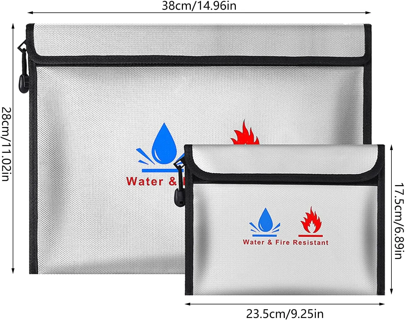 Fireproof Document Bag Fireproof Money Bag File Bag with Zipper Document Storage Organiser Bag for Travel