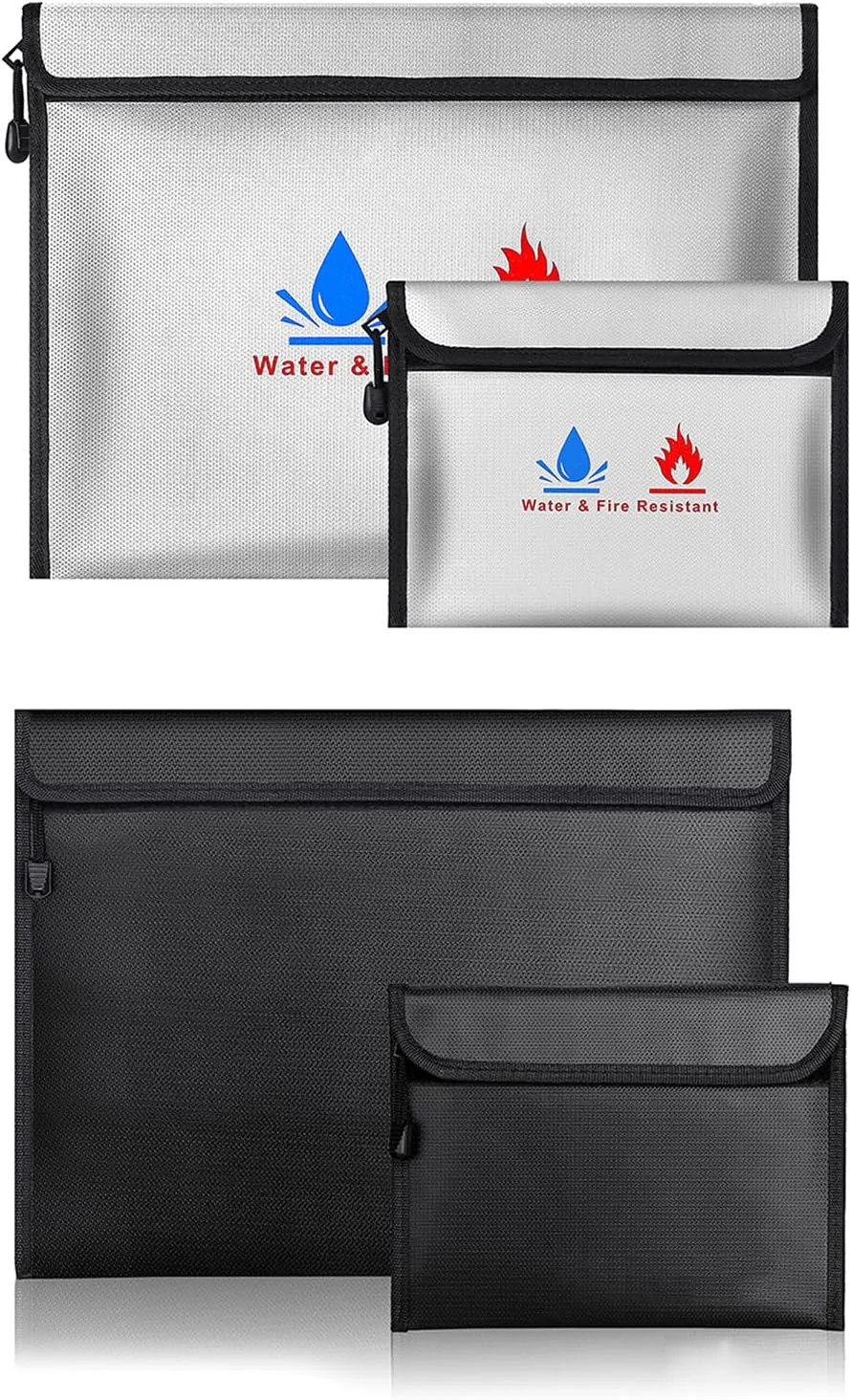 Fireproof Document Bag Fireproof Money Bag File Bag with Zipper Document Storage Organiser Bag for Travel