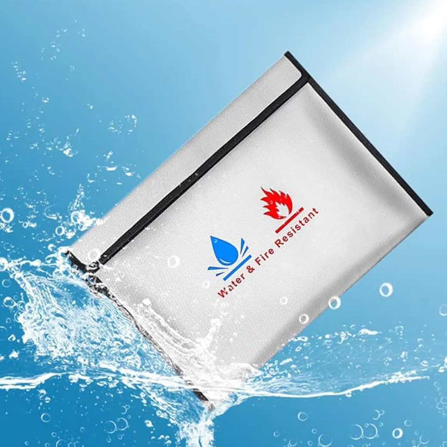 Fireproof Document Bag Fireproof Money Bag File Bag with Zipper Document Storage Organiser Bag for Travel