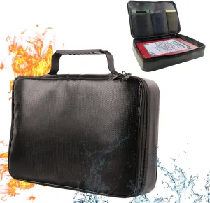 Fireproof Document Bag Home Office Travel Fireproof Safe Storage Pouch with Zipper for A4 Document Cash Money Valuables Jewelry Passport Currency Keys Tablet (black 34 * 23 * 8cm)