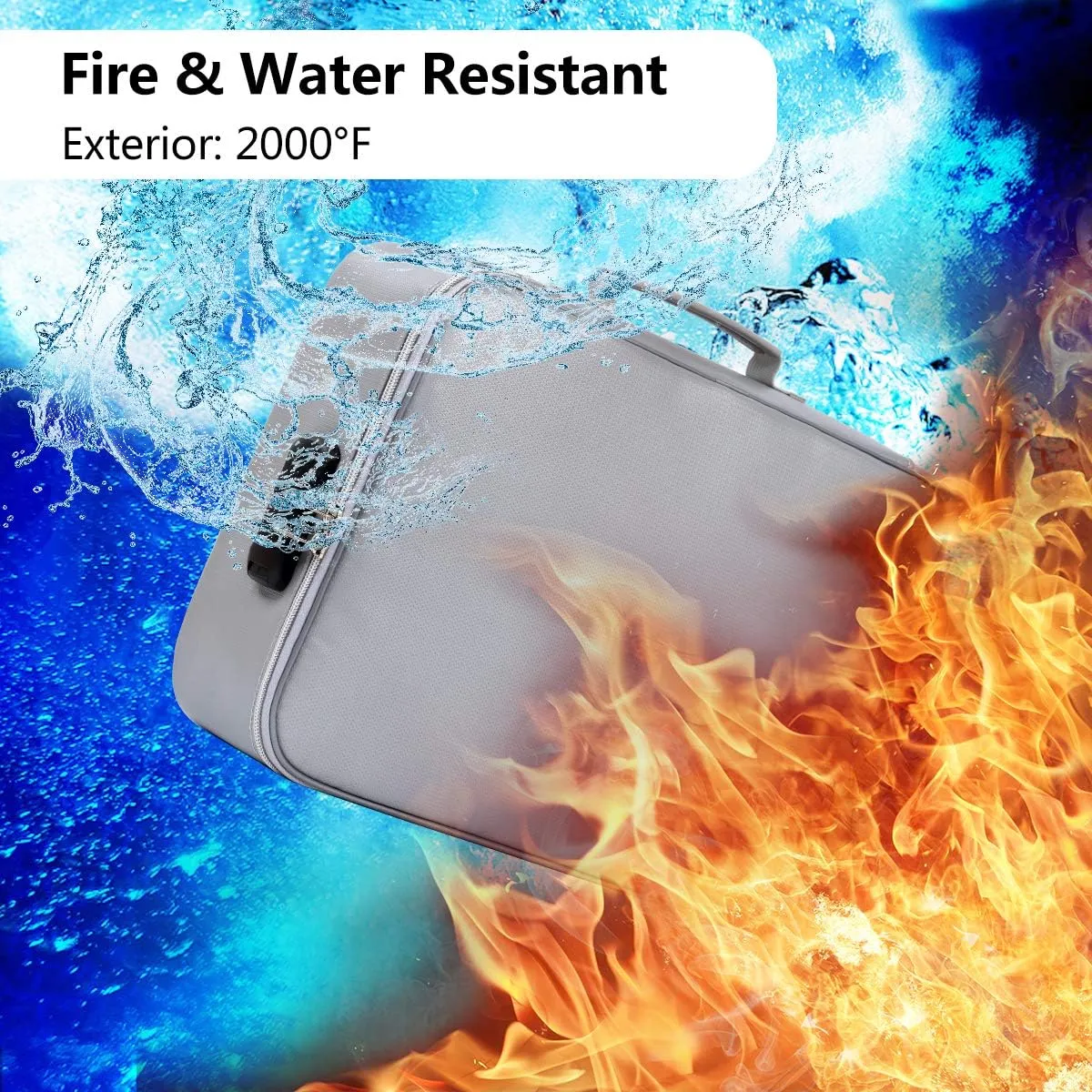 Fireproof Document Bag with Lock File Storage Organizer Bag Waterproof Safe Pouch Bag for Home Office Travel