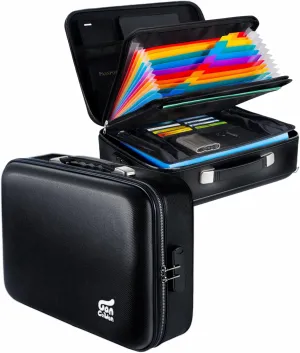 Fireproof Document Box 8 Layer File Organizer Box with Lock. Important Document with File Folder, Laptop, Portable Travel Safe