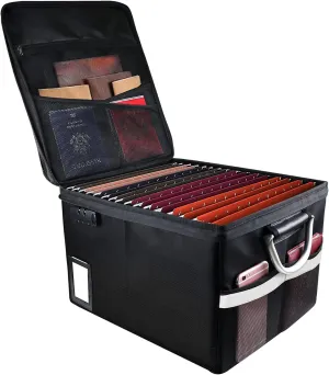 Fireproof Document File Organizer Box, Fireproof Safe Box with Lock, Portable Office Storage Cabinet for Hanging Letter/Legal Folder 16.1 x 12.9 x 11in