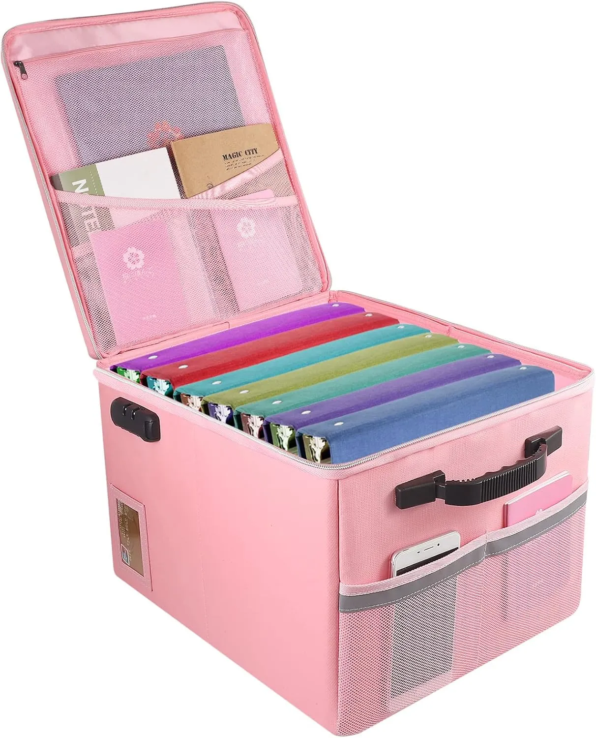 Fireproof File Cabinet with Lock, Fireproof Document Organizer Collapsible File Box Filing Cabinet with Handle for Letter Legal Folder Certifications