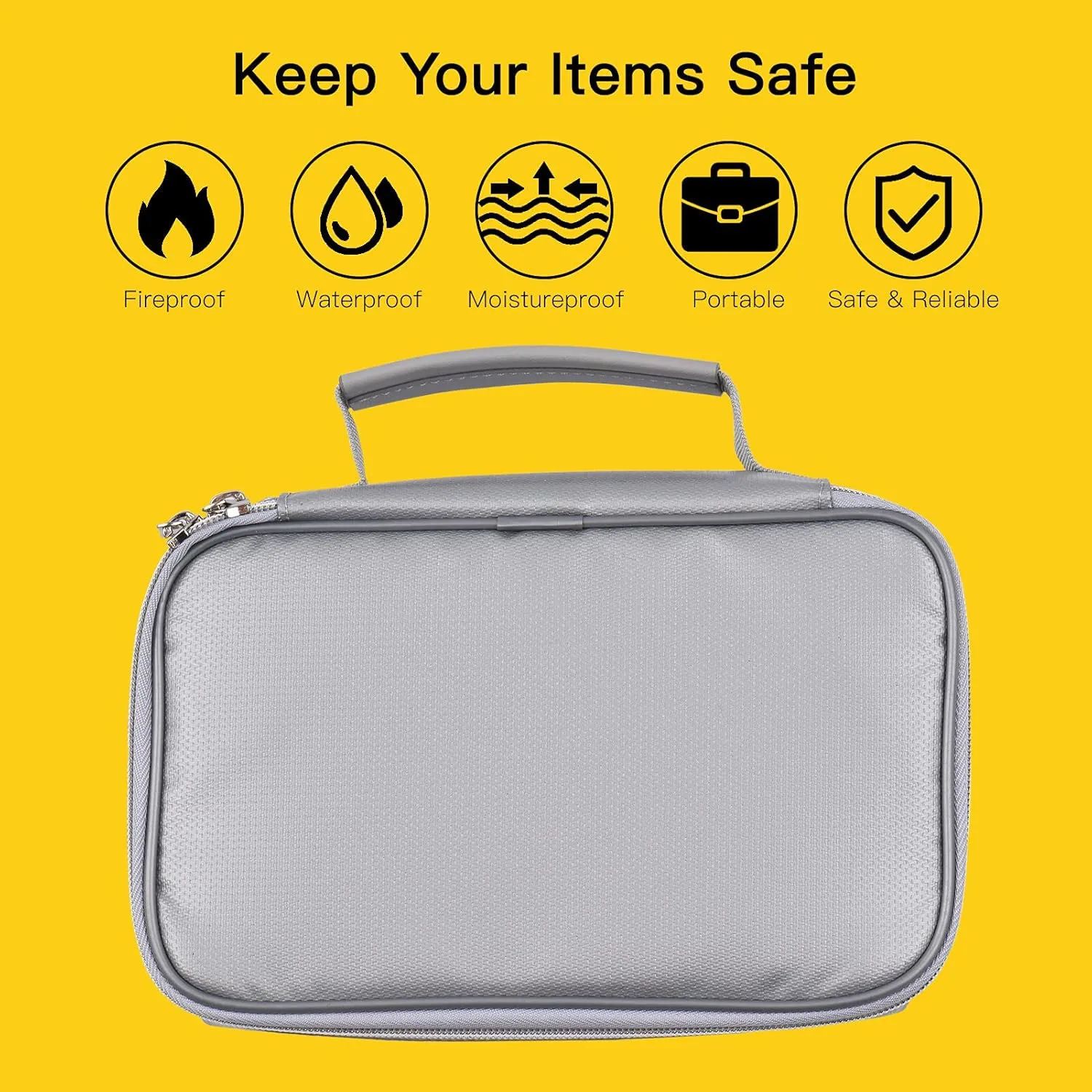 Fireproof File Document Bag Organizer Handbag with Combination Small Gray Bag for Bank Cards, Documents, Files, etc. (with lock 1) (with lock 2)