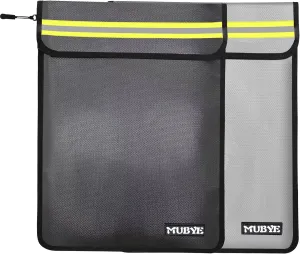 Fireproof Waterproof Money Document Bag - 15"x 11" Safe Zipper Bags with Reflective Strip, Fire & Water Proof Storage Organizer Pouch for Important Documents Holder,File,Cash,Passport(Black Gray)
