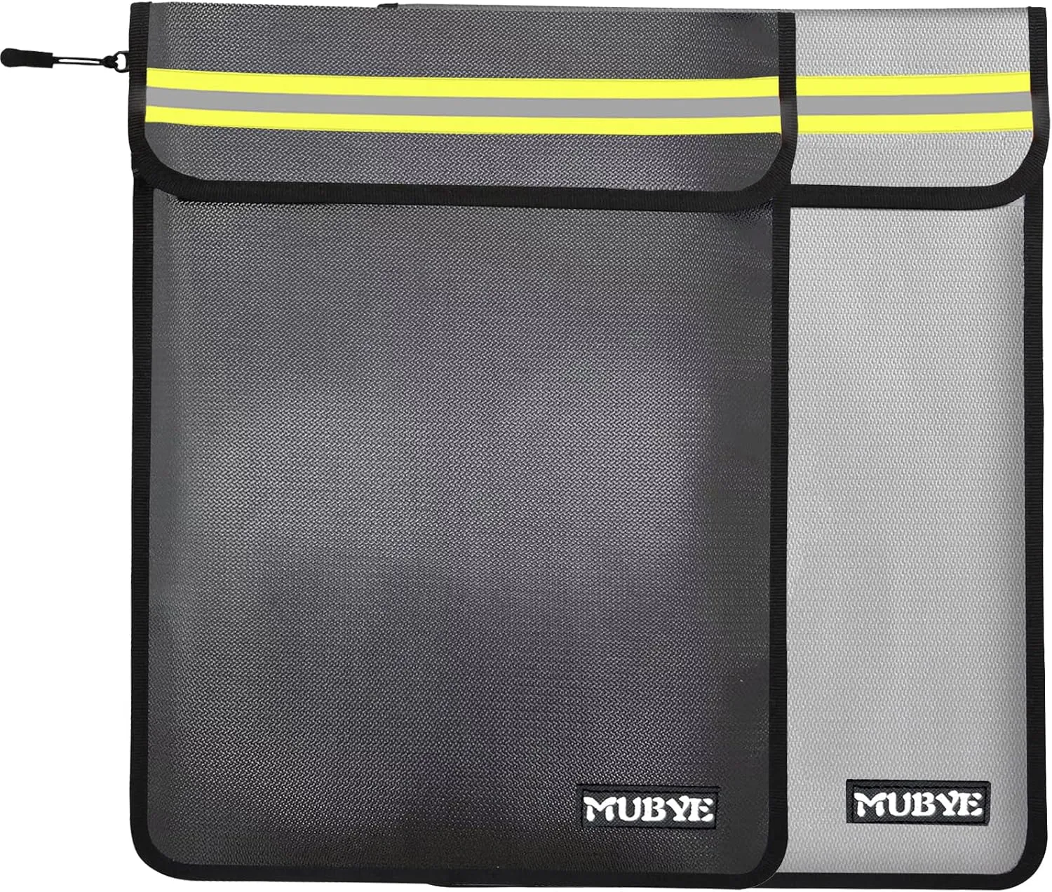 Fireproof Waterproof Money Document Bag - 15"x 11" Safe Zipper Bags with Reflective Strip, Fire & Water Proof Storage Organizer Pouch for Important Documents Holder,File,Cash,Passport(Black Gray)