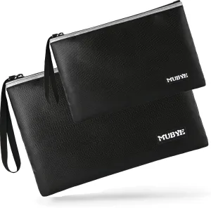 Fireproof Waterproof Money Document Bag - 2 Pack Safe Zipper Bags with Reflective Strip, Fire & Water Proof Storage Organizer Pouch for A4,File,Cash,Passport,Table(13.4" x 9.8" and 10.6" x 6.7")