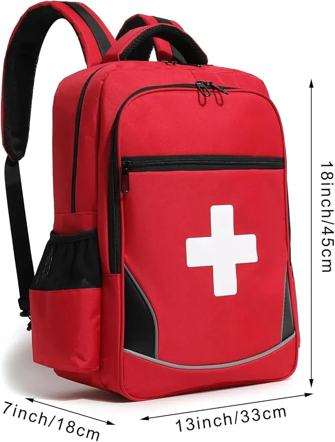 First Aid Medical Backpack Empty Nurse Treatment First Responder Trauma Bag for Camping Cycling Hiking Paramedic Bag EMT (Red Cross)