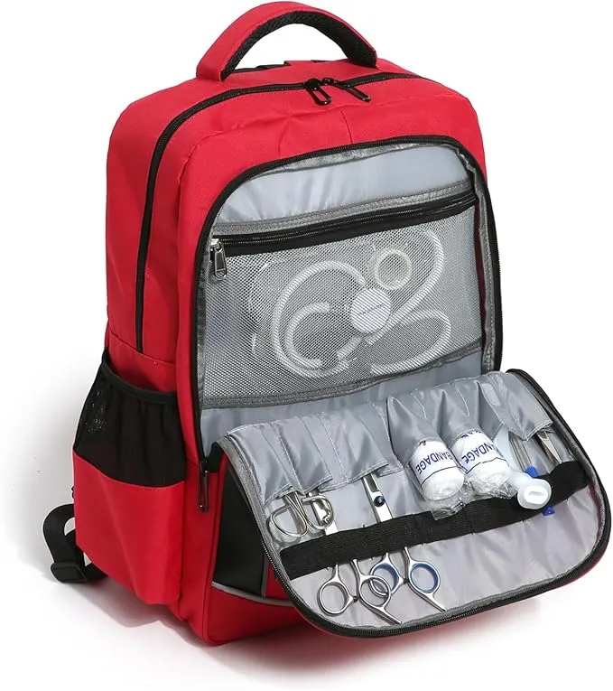 First Aid Medical Backpack Empty Nurse Treatment First Responder Trauma Bag for Camping Cycling Hiking Paramedic Bag EMT (Star of Life)