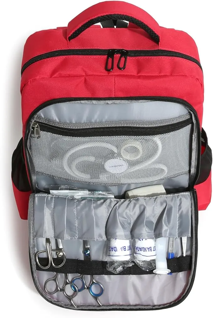 First Aid Medical Backpack Empty Nurse Treatment First Responder Trauma Bag for Camping Cycling Hiking Paramedic Bag EMT (Star of Life)