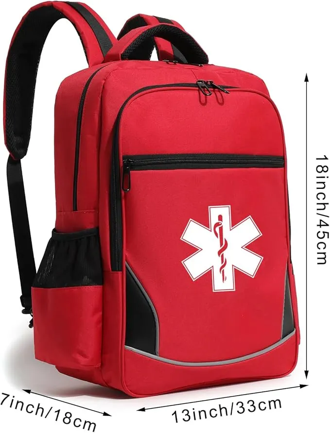 First Aid Medical Backpack Empty Nurse Treatment First Responder Trauma Bag for Camping Cycling Hiking Paramedic Bag EMT (Star of Life)