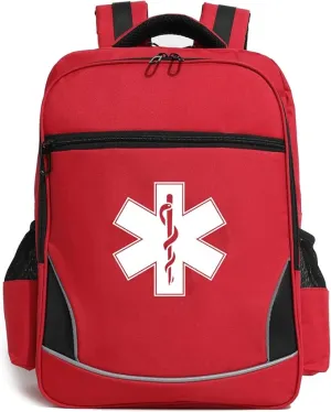 First Aid Medical Backpack Empty Nurse Treatment First Responder Trauma Bag for Camping Cycling Hiking Paramedic Bag EMT (Star of Life)