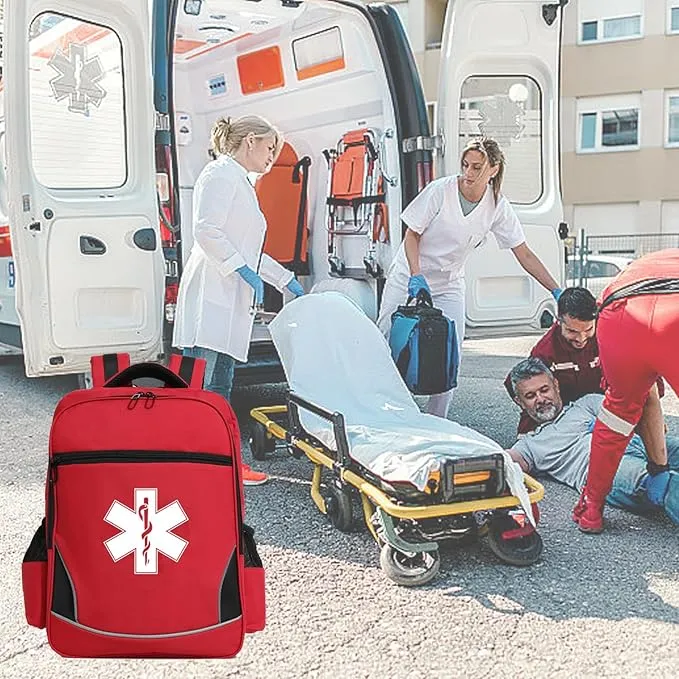 First Aid Medical Backpack Empty Nurse Treatment First Responder Trauma Bag for Camping Cycling Hiking Paramedic Bag EMT (Star of Life)