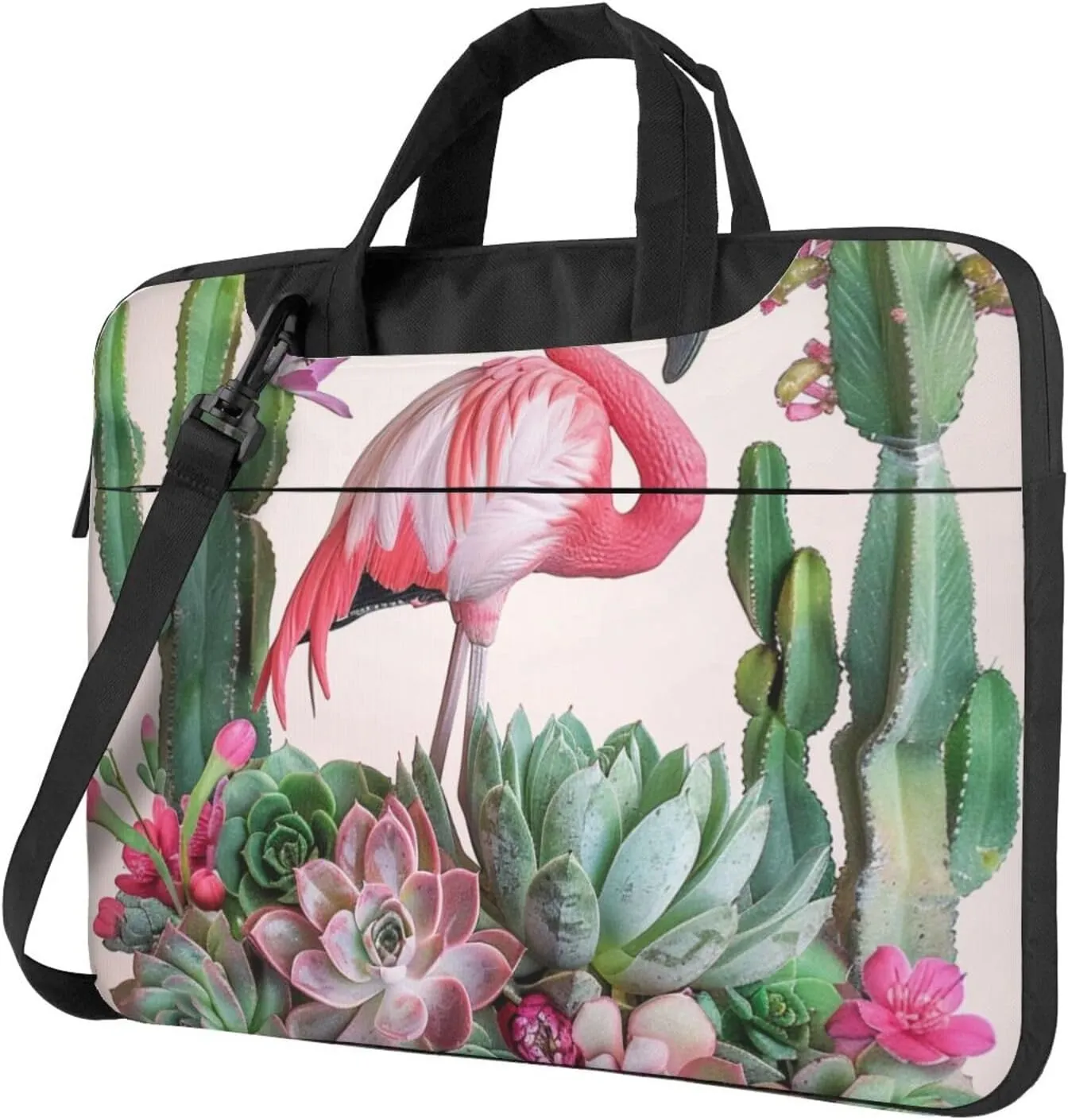 Flamingo Succulents Printed Laptop Tote Bag Travel Business Computer Bag Work Bag for Men Women