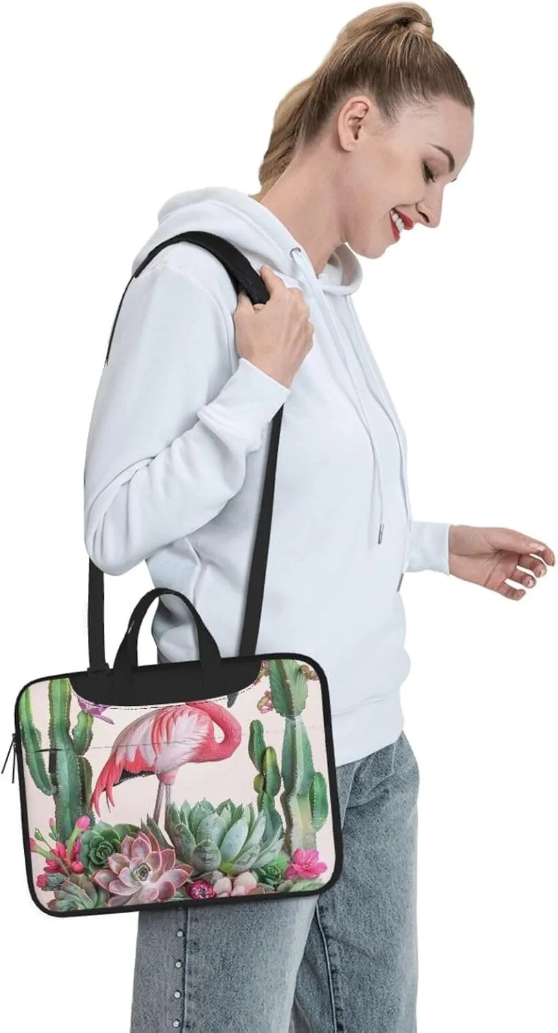Flamingo Succulents Printed Laptop Tote Bag Travel Business Computer Bag Work Bag for Men Women
