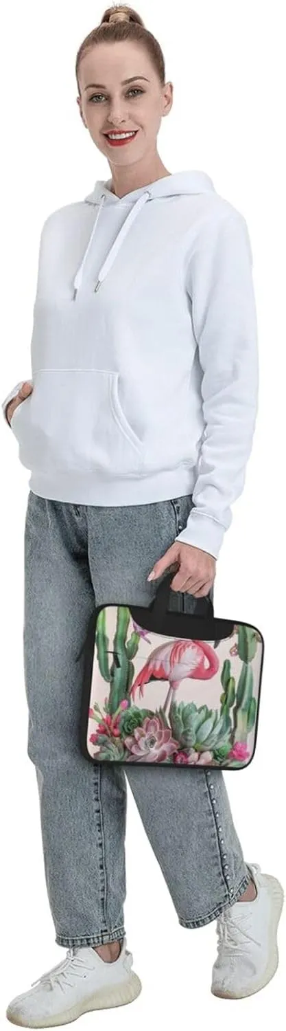 Flamingo Succulents Printed Laptop Tote Bag Travel Business Computer Bag Work Bag for Men Women