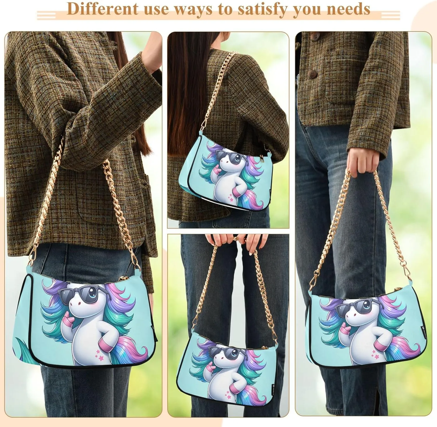Flamingos Beach Watercolor Women Purse Hobo Party Purses Womens Evening Handbag Chain Ladies Shoulder Bag