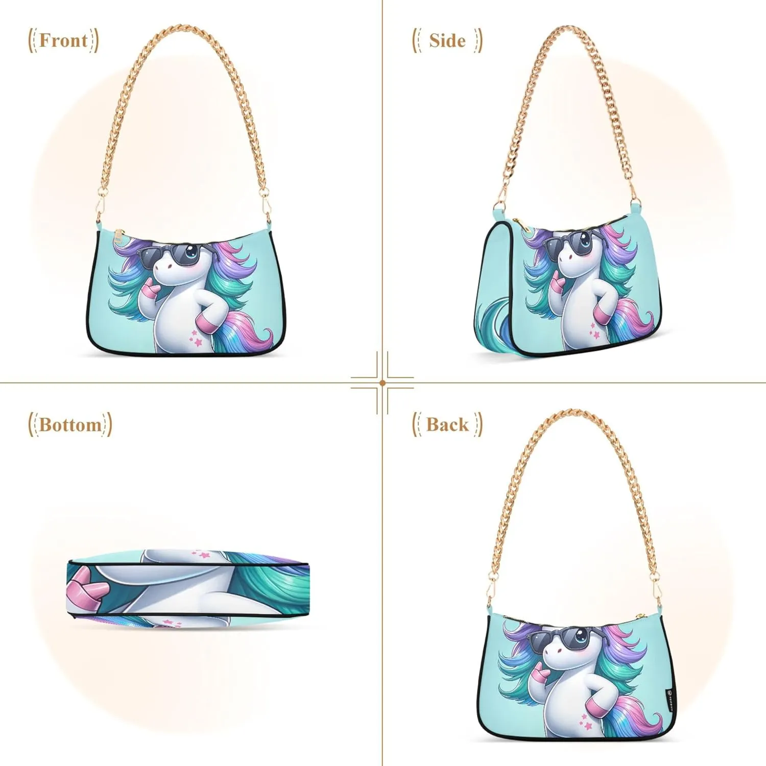 Flamingos Beach Watercolor Women Purse Hobo Party Purses Womens Evening Handbag Chain Ladies Shoulder Bag