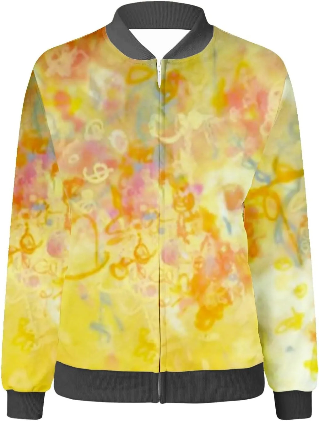 Floral Print Jackets for Women Fall Fashion 2024 Zip Up Y2K Coat Long Sleeve Stand Collar Lightweight