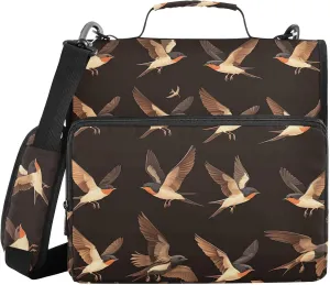 Flying Art Birds 1.5-Inch 3-Rings Zippered Binder Bag with Shoulder Strap & Handle Includes Zip Pocket Document Organizer for Middle School