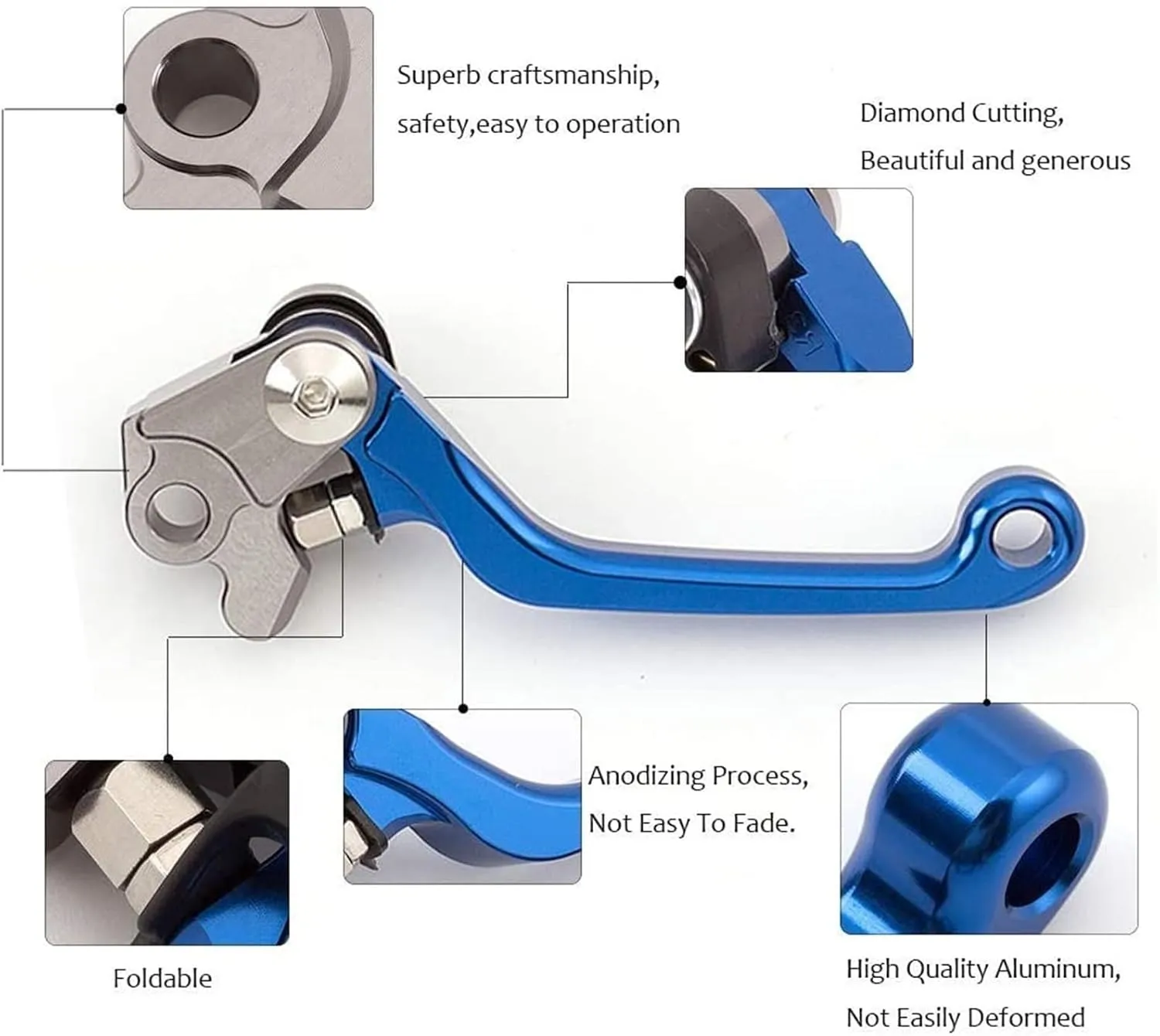 for GASGAS FSE FSR 2003 2004-2009 250EC 300EC Motocross Dirt Bike Brake Clutch Levers Motorcycle Pivot Lever CNC Aluminum Foldable Lever with Logo Three Finger (Color : Blue)