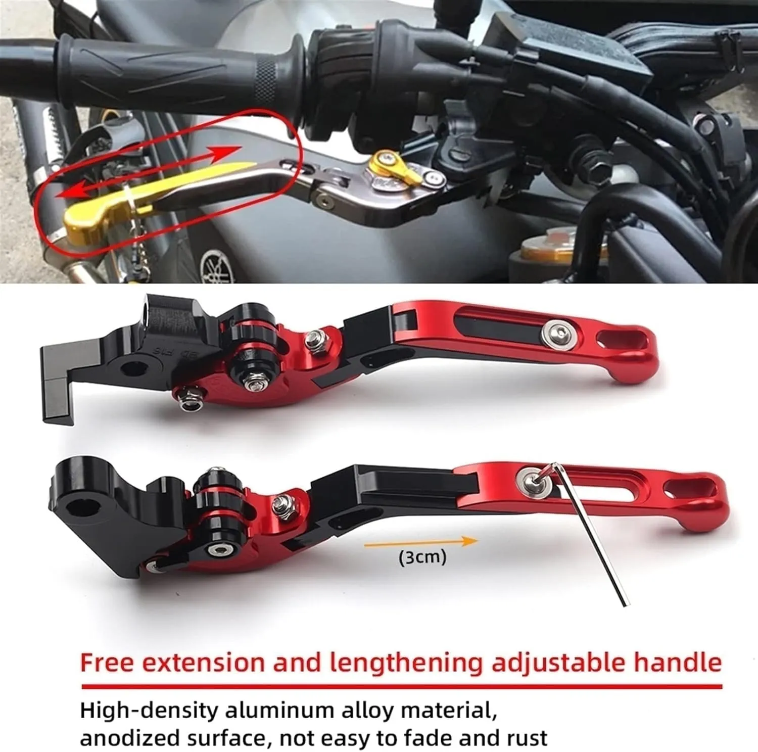for Hon&da CBF600 CBF 600 2006-2013 2012 Motorcycle Clutch Brake Lever Extendable Adjustable Foldable Levers Handlebar Grips Lever Handle(Blue)