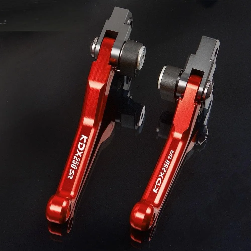 for K&awasaki KDX250SR KDX 250SR 1992 1993 1994 Motocross Dirt Bike CNC Aluminum Brake Clutch Levers Foldable Lever Motorcycle Pivot Lever Lever Handle(Red)