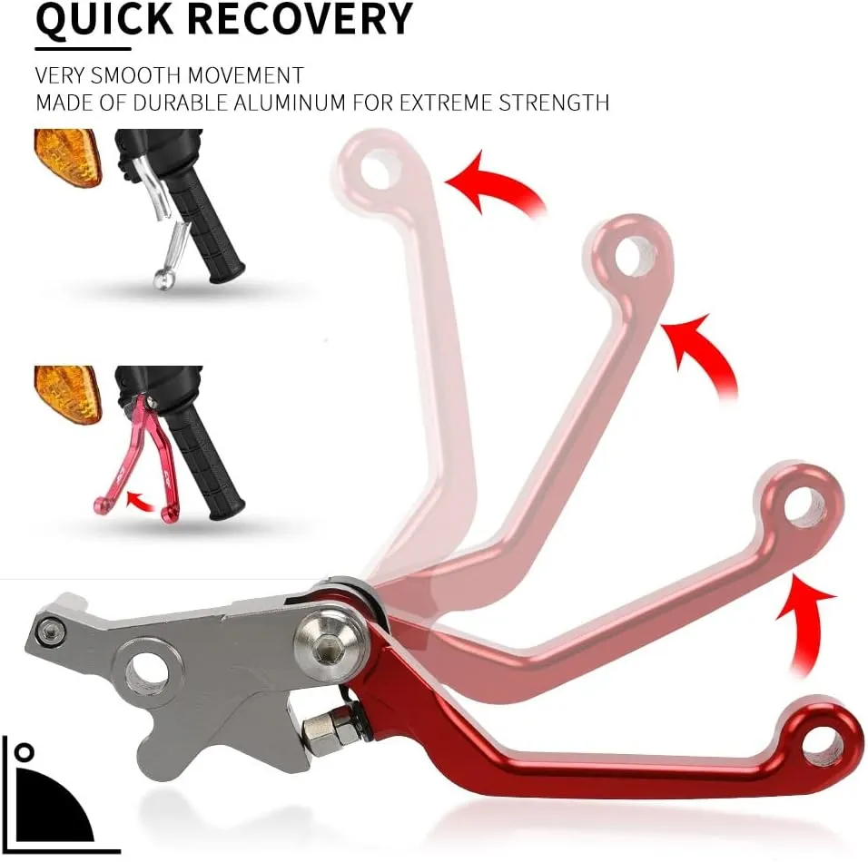 for K&awasaki KDX250SR KDX 250SR 1992 1993 1994 Motocross Dirt Bike CNC Aluminum Brake Clutch Levers Foldable Lever Motorcycle Pivot Lever Lever Handle(Red)