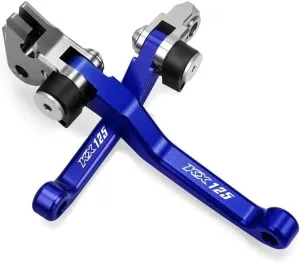 for K&awasaki KX125 2006 2007 2008 KX 125 Motocross Dirt Bike CNC Aluminum Brake Clutch Levers Foldable Lever Motorcycle Pivot Le Lever Handle(Blue)