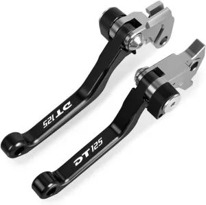 for Yama&ha DT125 DT 125 1987-2005 2004 Motocross Dirt Bike CNC Aluminum Brake Clutch Levers Foldable Lever Motorcycle Pivot Lever Lever Handle(Black)