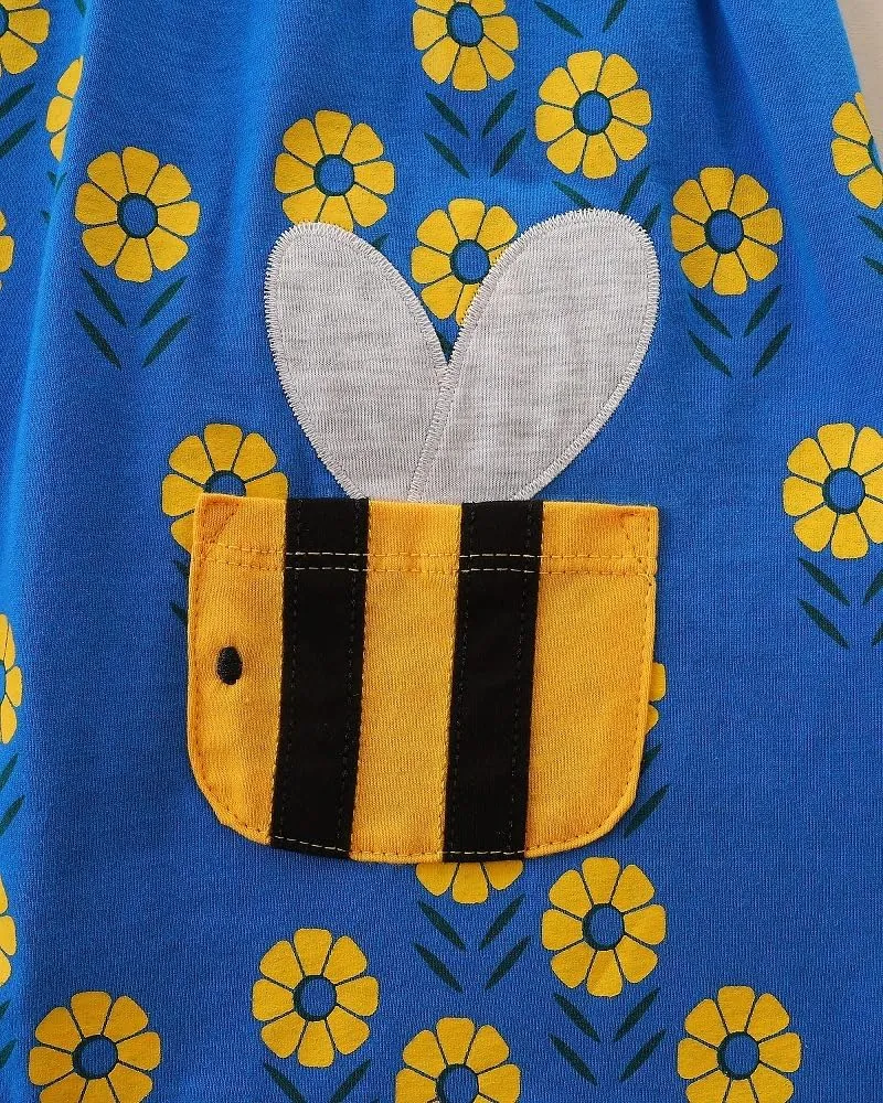 FreeLu Toddler Girls Cartoon Applique Dresses Striped Casual Dress Cotton Jersey Longsleeve T-Shirt