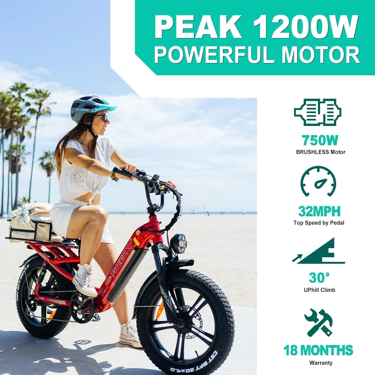FREESKY Rocky Electric Bike for Adults 1200W Motor,90/105mile Range, 28 MPH Step-Thru Ebike with 48V 20/25Ah Samsung Battery Cell, 20" x 4.0" Fat Tires & Full Suspension Commuter for Men/Women