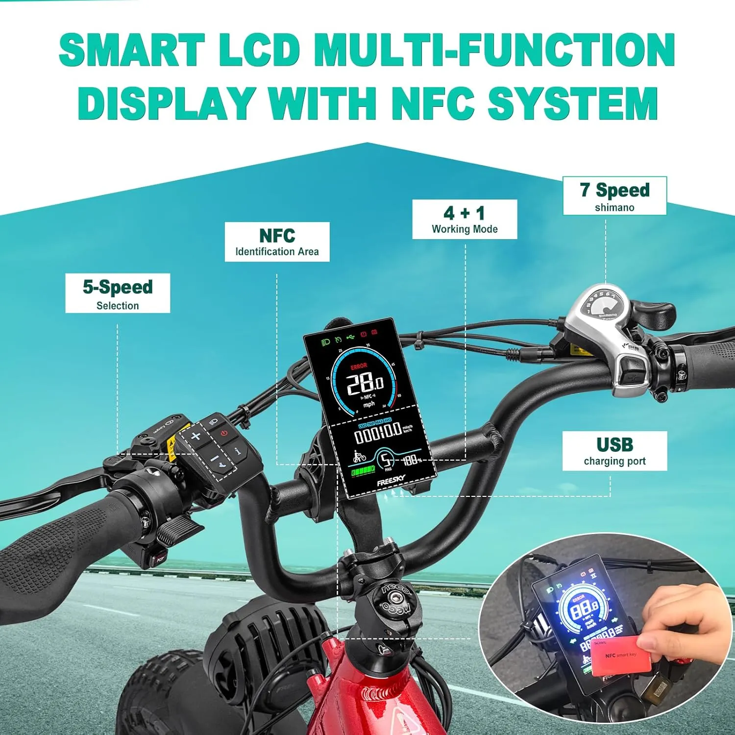 FREESKY Rocky Electric Bike for Adults 1200W Motor,90/105mile Range, 28 MPH Step-Thru Ebike with 48V 20/25Ah Samsung Battery Cell, 20" x 4.0" Fat Tires & Full Suspension Commuter for Men/Women