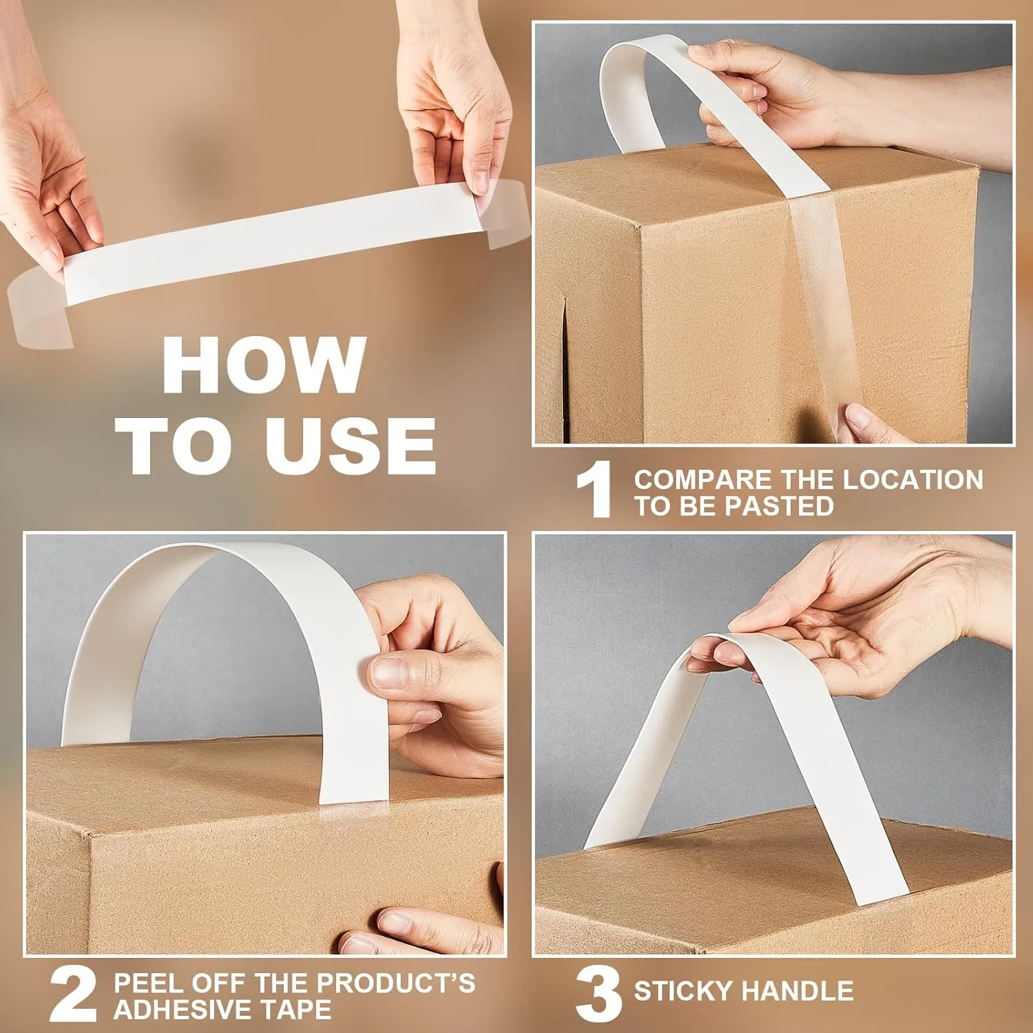 Frienda 25 Pcs 30 Pounds Carry Load Adhesive Carry Handle Plastic and Foam Self Adhesion Carrying Handle Strap Heavy Duty Package for Boxes and Bags Packing Grip Moving Lifting Carrying