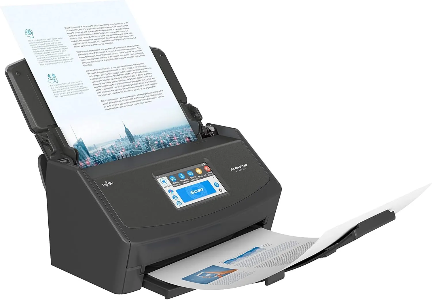 Fujitsu ScanSnap iX1500 Color Duplex Document Scanner with Touch Screen for Mac and PC (Black Model, 2020 Release) (Renewed)